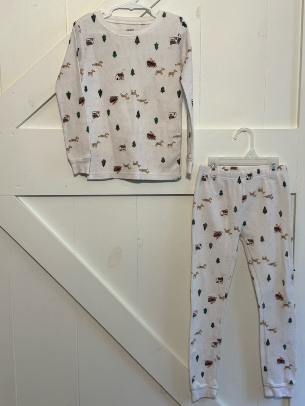 Carter’s Christmas Thermal Pajama Set Size 7 7/7A Reindeer Holiday